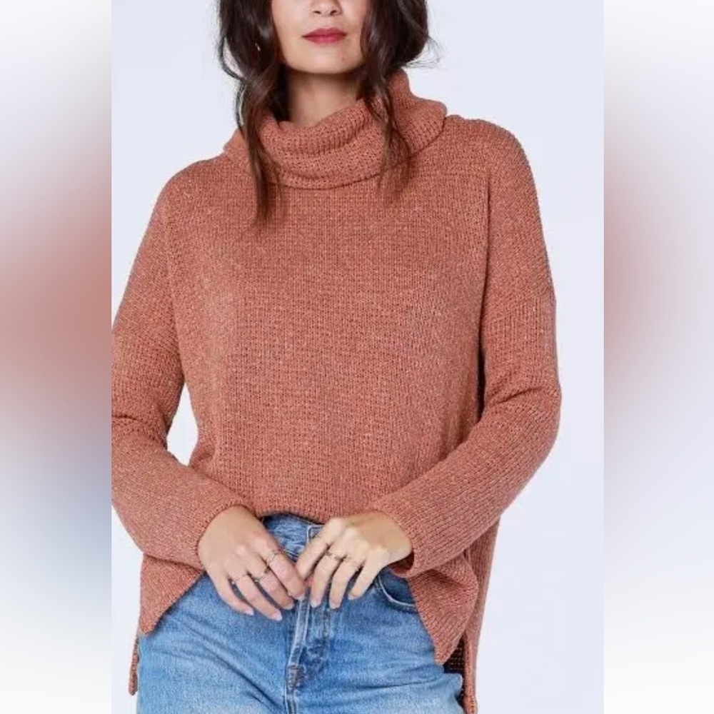 NWT Bobi Los Angeles x Revolve Cowl Neck Sweater in Rust